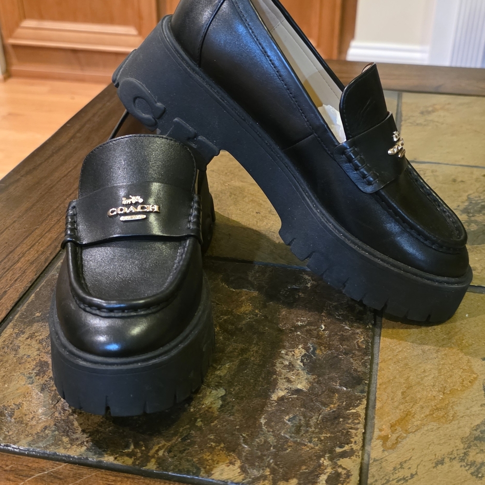 Coach Black Leather Platform Clogs with Logo Hardware ...Tried On That's It